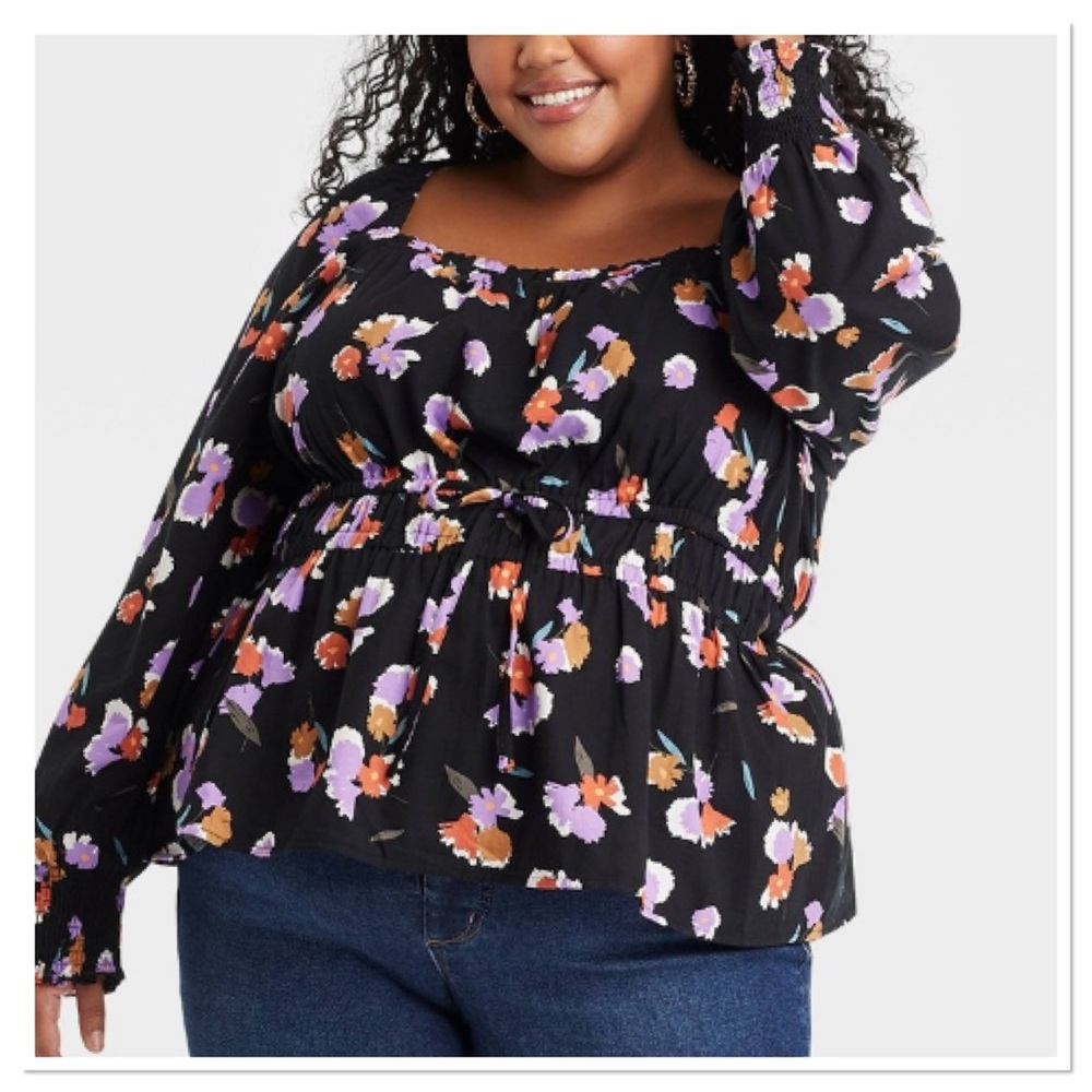 Ava & Viv Women’s Plus Size Long Sleeve Peplum Top